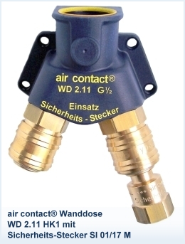 air contact® Wanddose WD 2.11 HK1 mit Sicherheits-Stecker SI 01/17 M