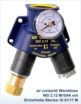 air contact® Wanddose WD 2.12 M10AK mit Sicherheits-Stecker SI 01/17 M